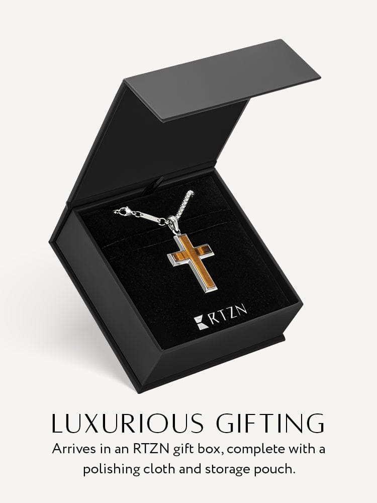 Tiger Eye Cross Pendant Necklace