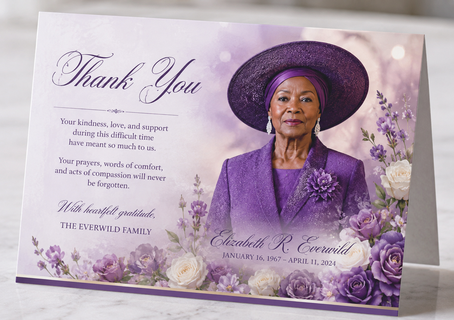 Custom Funeral Thank You Cards (PDF File Design Only- No Printing)