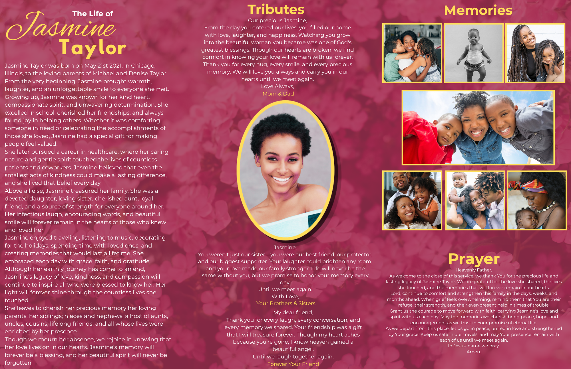 Custom Trifold Funeral Program (PDF File Design Only- No Printing)
