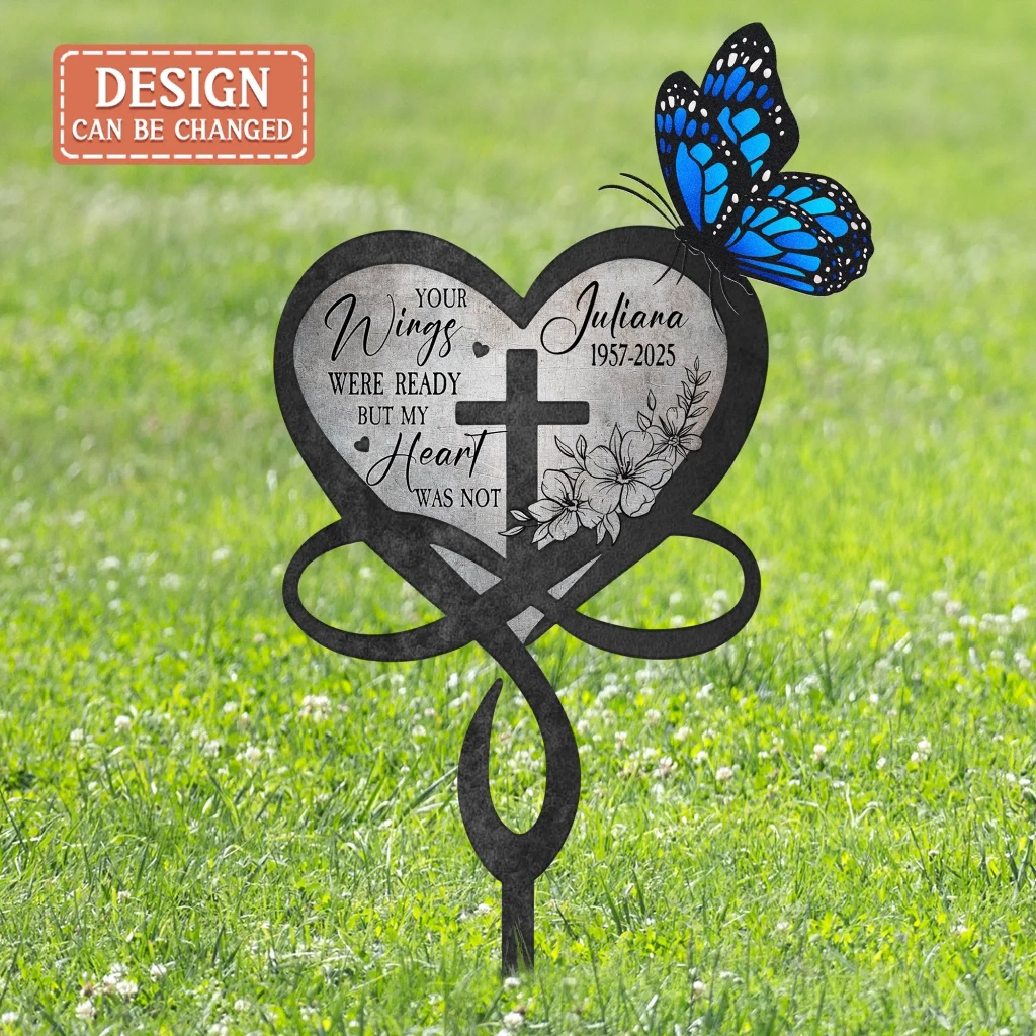 Personalized Memorial Metal Sign - Memorial Gift Idea For Family Member - Your Wings Were Ready But My Heart Was Not