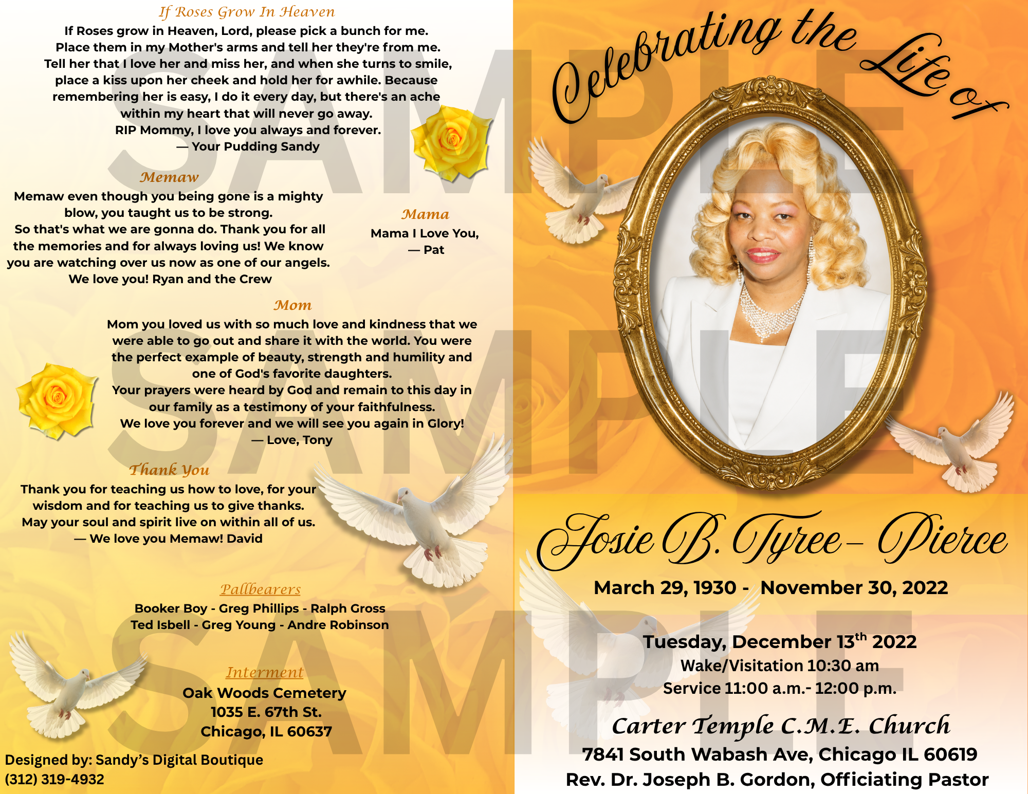 Standard 8 Page Funeral Program