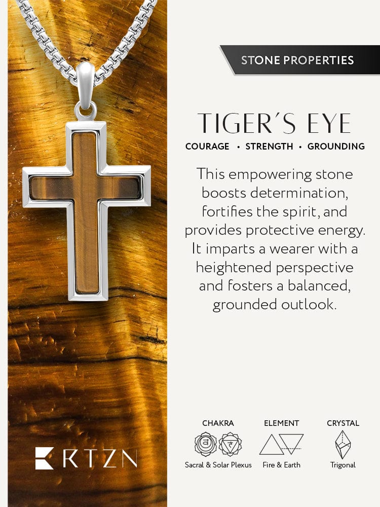 Tiger Eye Cross Pendant Necklace