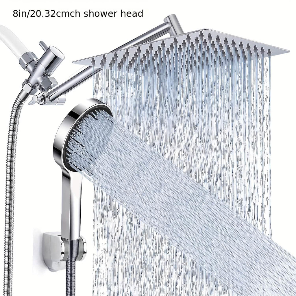 High Pressure Rainfall & Handheld Shower Head – Adjustable, Chrome/Black