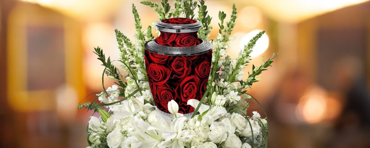 Crimson Rose Extra Large Urn or Companion Urn – Extra Large Urns for Human Ashes | XL Urn & XXL Urn