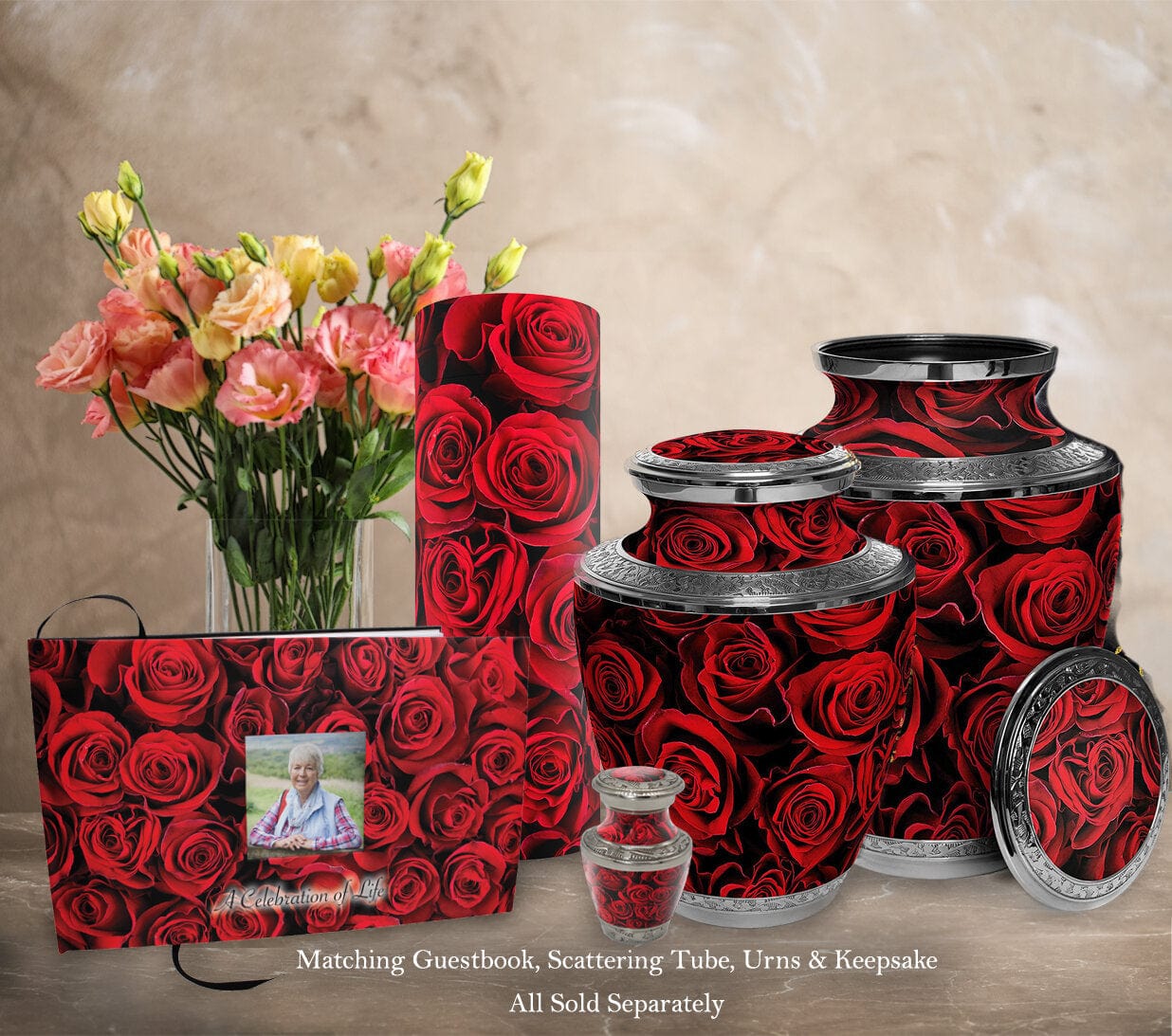 Crimson Rose Extra Large Urn or Companion Urn – Extra Large Urns for Human Ashes | XL Urn & XXL Urn