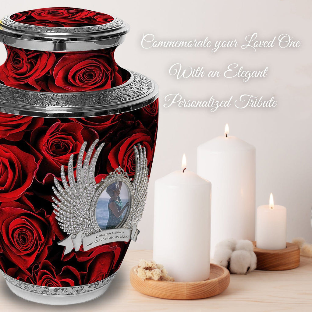 Crimson Rose Extra Large Urn or Companion Urn – Extra Large Urns for Human Ashes | XL Urn & XXL Urn