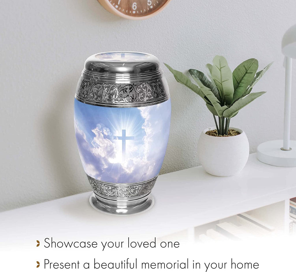 Heavenly Cross Cremation Urns for Human Ashes - Large Adult Funeral Urn