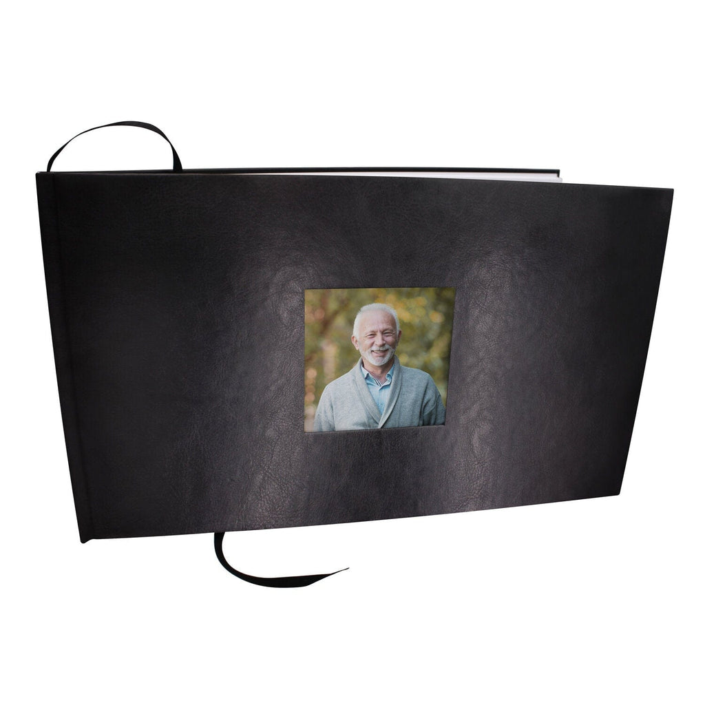 Black Textured Guest Book for Funeral or Memorial Service