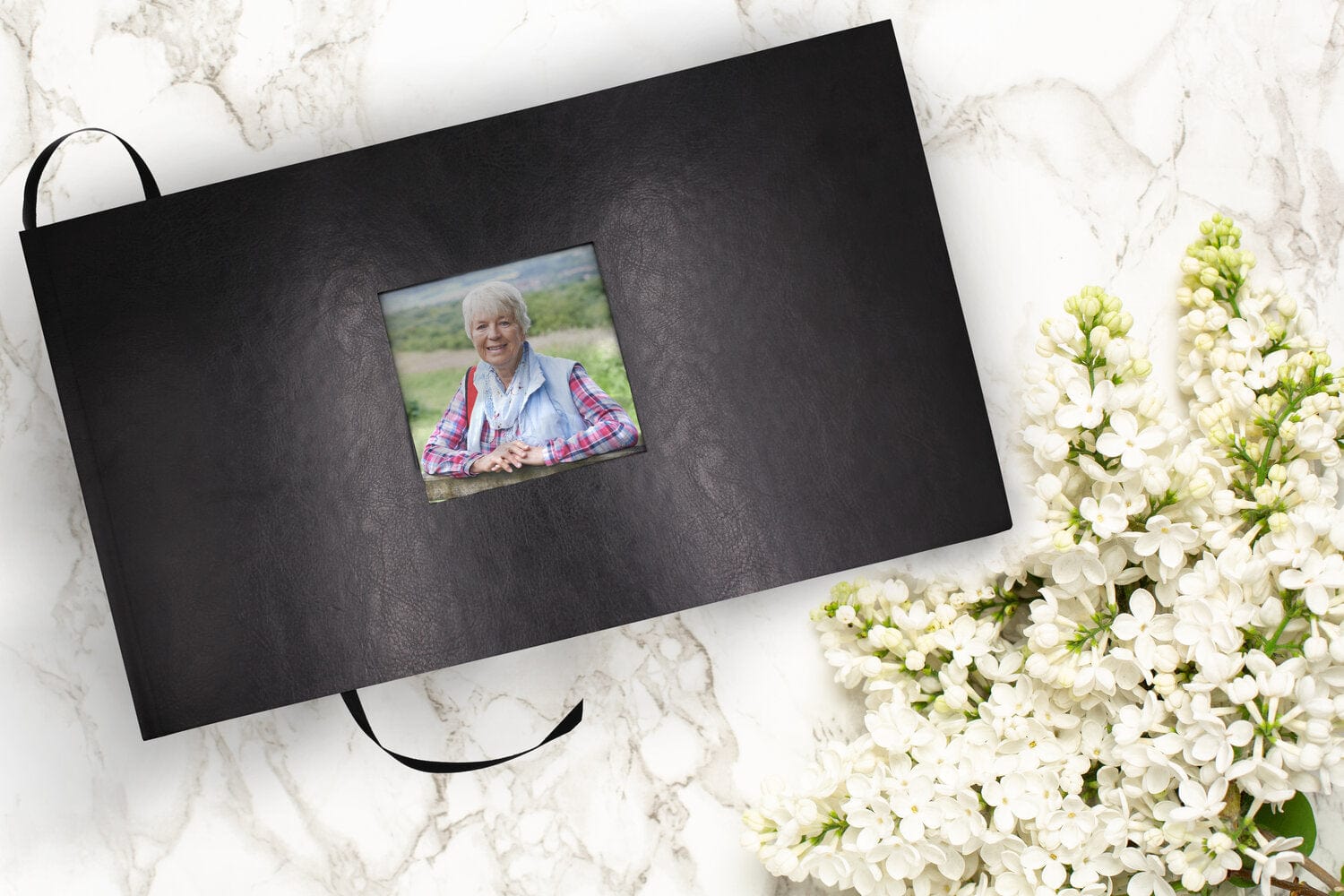 Black Textured Guest Book for Funeral or Memorial Service