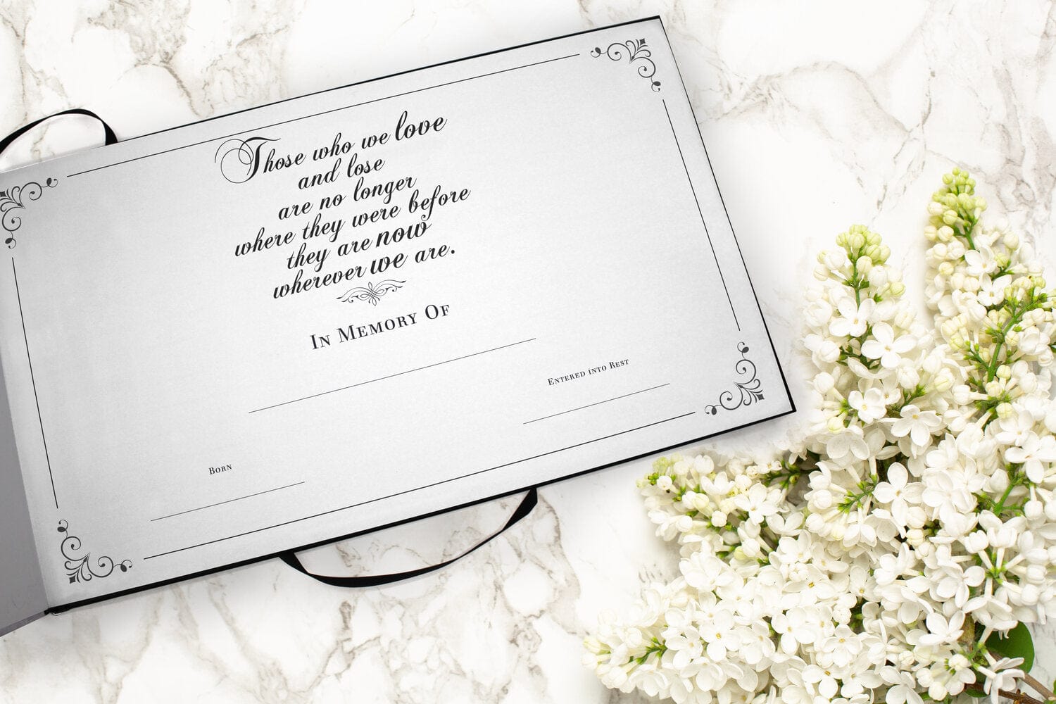 Black Textured Guest Book for Funeral or Memorial Service