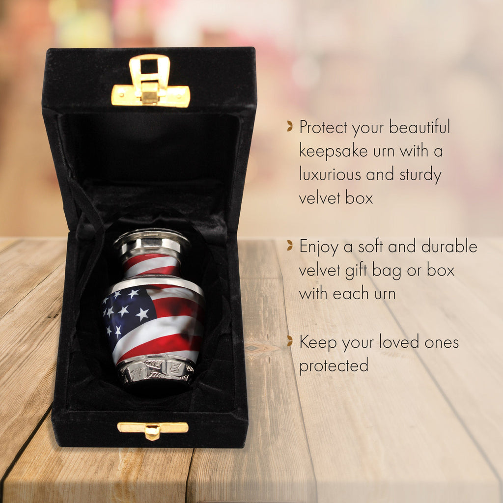 American Flag Cremation Urns for Human Ashes - Large Adult American Flag Urn for Ashes