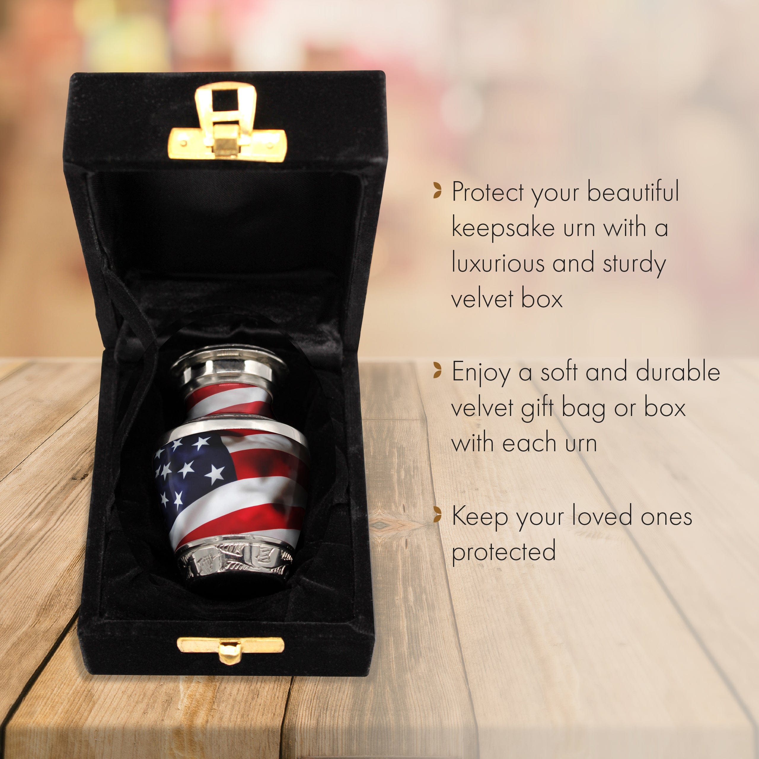 American Flag Cremation Urns for Human Ashes - Large Adult American Flag Urn for Ashes