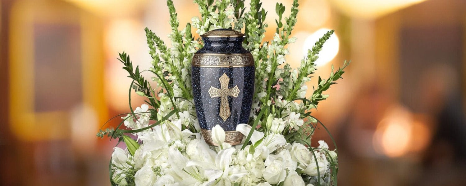 Love of Christ Black Cross Extra Large Urn or Companion Urn – Extra Large Urns for Human Ashes | XL Urn & XXL Urn