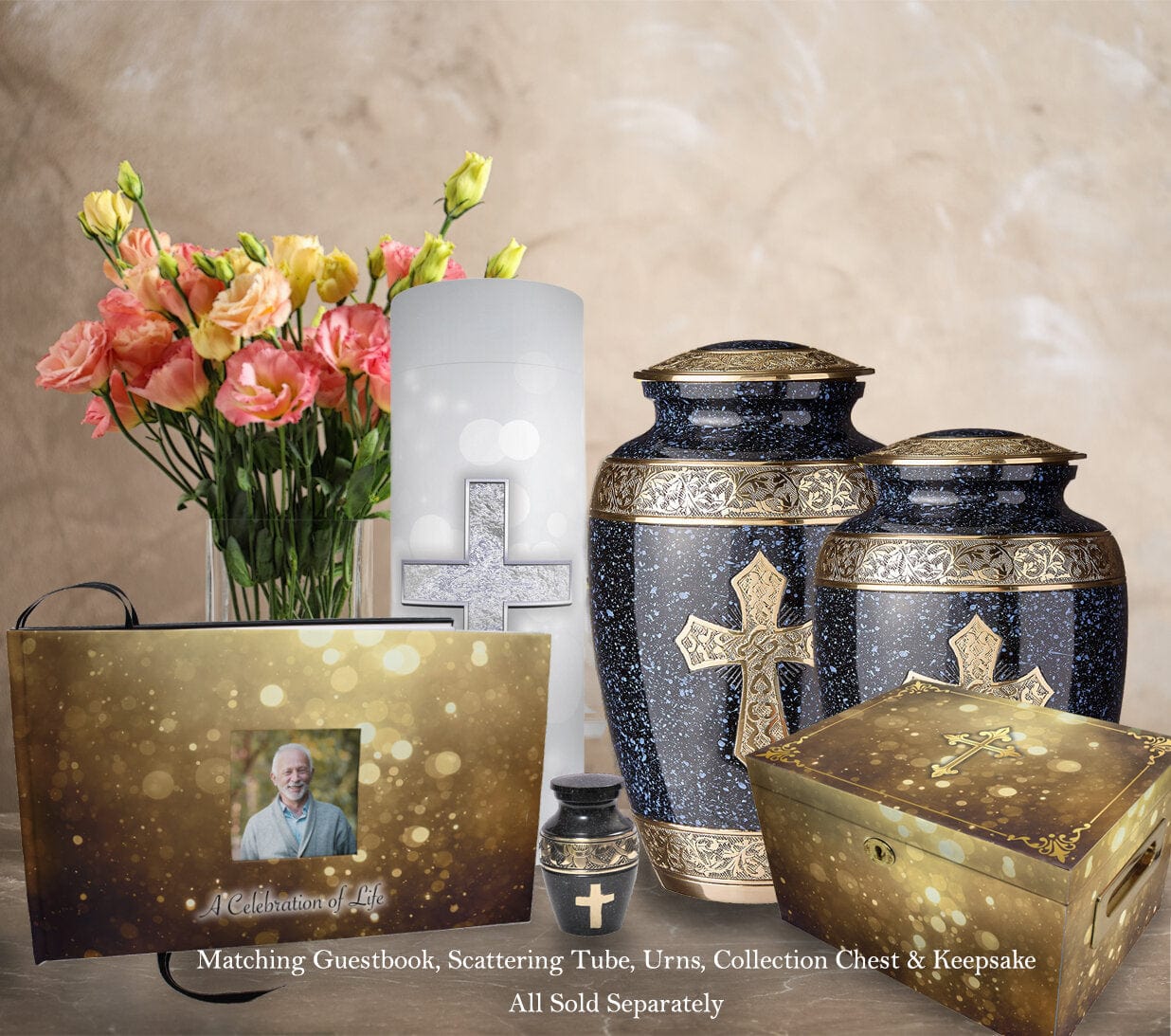 Love of Christ Black Cross Extra Large Urn or Companion Urn – Extra Large Urns for Human Ashes | XL Urn & XXL Urn
