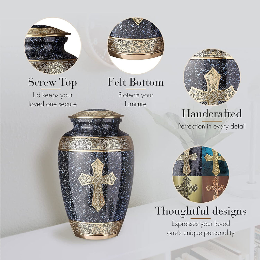 Love of Christ Black Cross Extra Large Urn or Companion Urn – Extra Large Urns for Human Ashes | XL Urn & XXL Urn