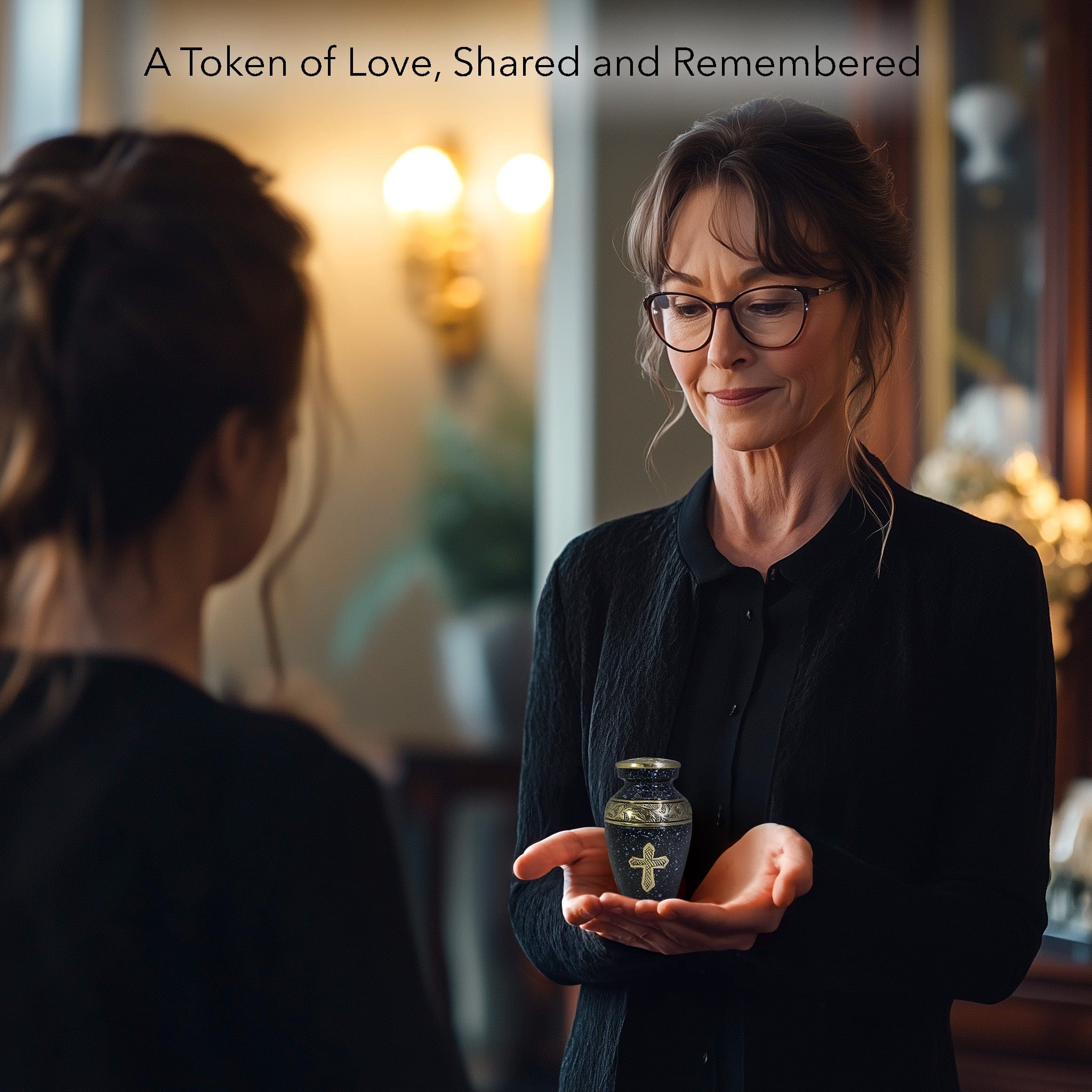 Love of Christ Black Cross Extra Large Urn or Companion Urn – Extra Large Urns for Human Ashes | XL Urn & XXL Urn