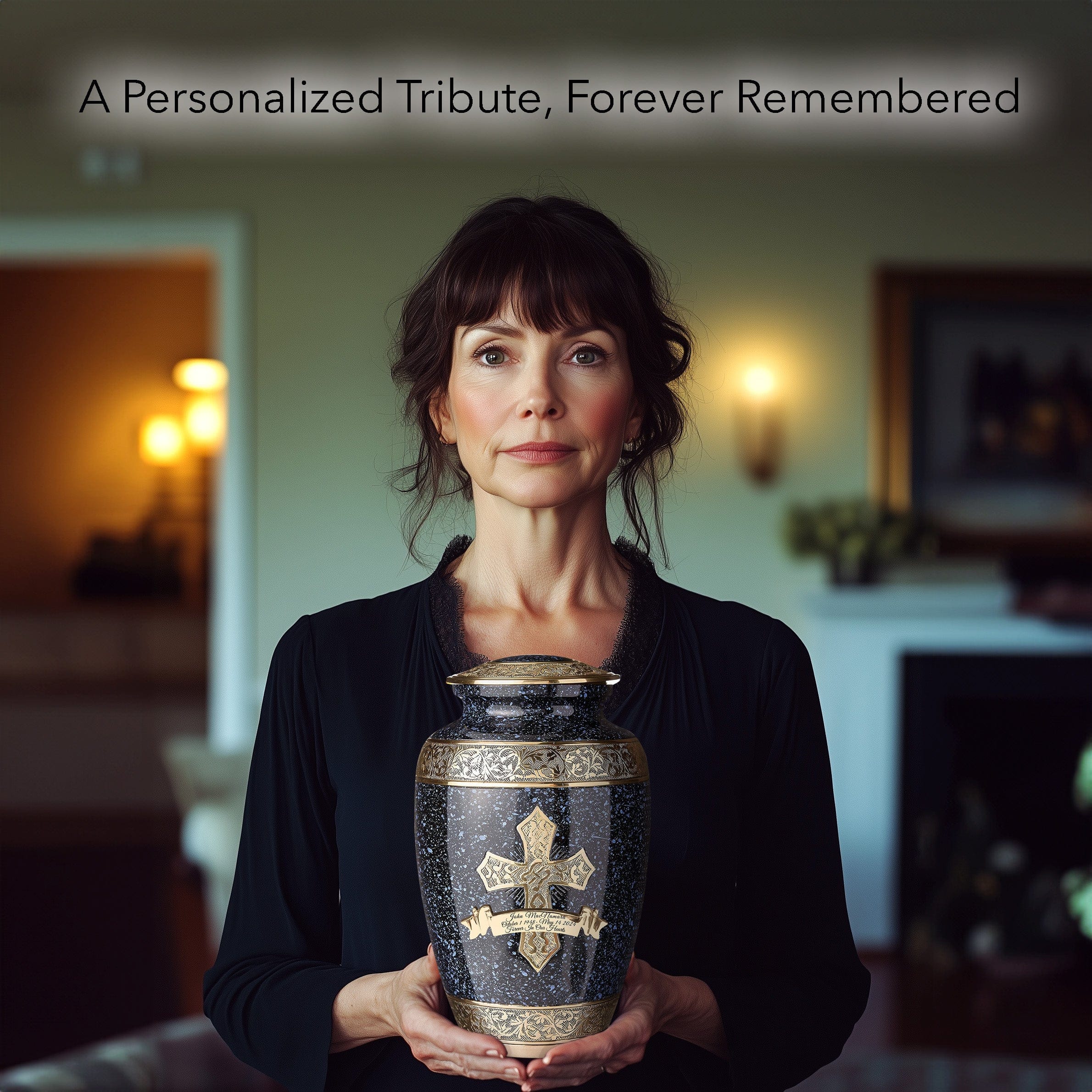 Love of Christ Black Cross Extra Large Urn or Companion Urn – Extra Large Urns for Human Ashes | XL Urn & XXL Urn