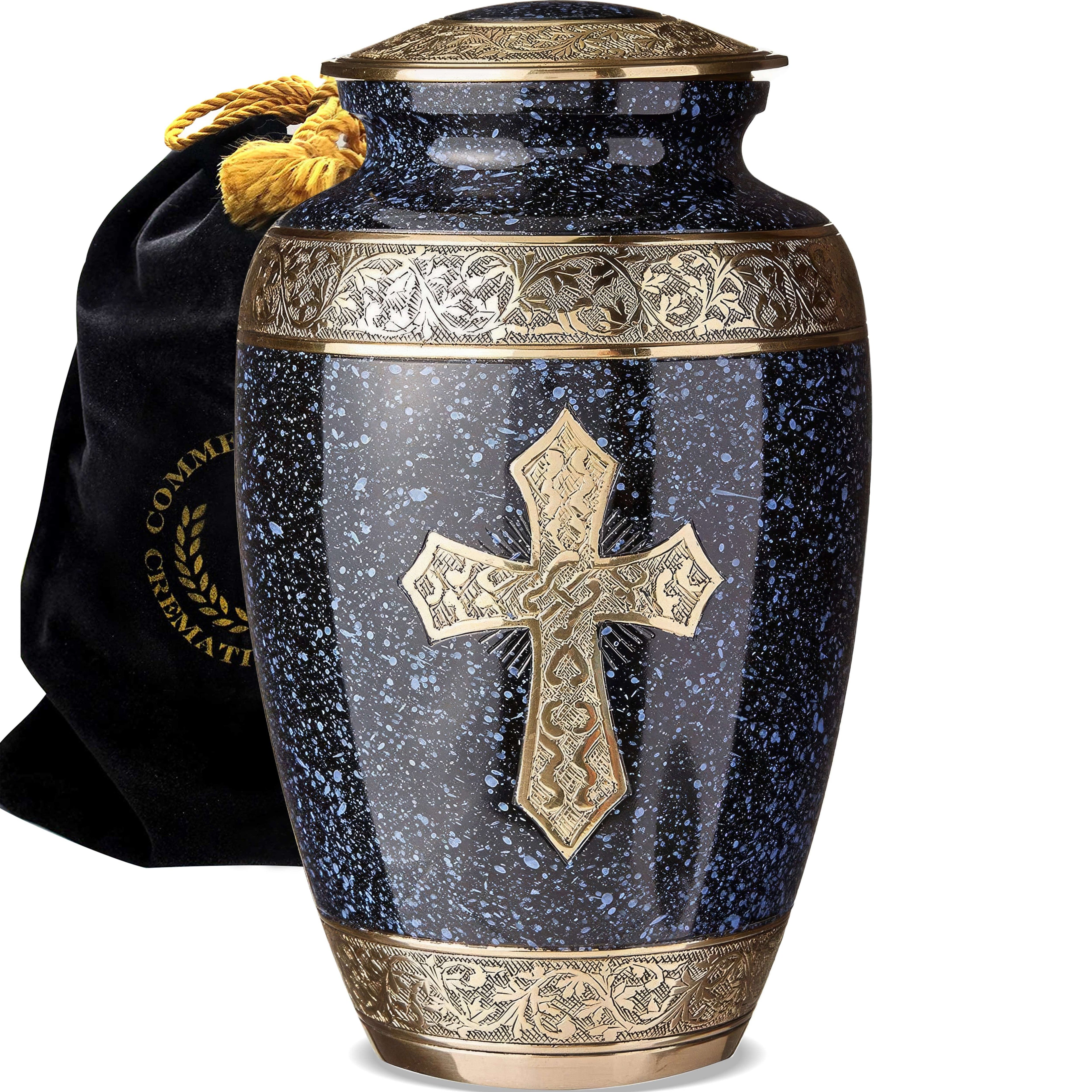Love of Christ Black Cross Extra Large Urn or Companion Urn – Extra Large Urns for Human Ashes | XL Urn & XXL Urn