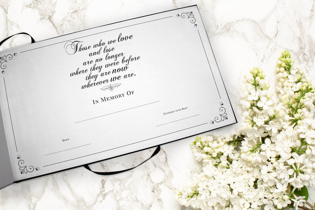 White Textured Guest Book for Funeral or Memorial Service