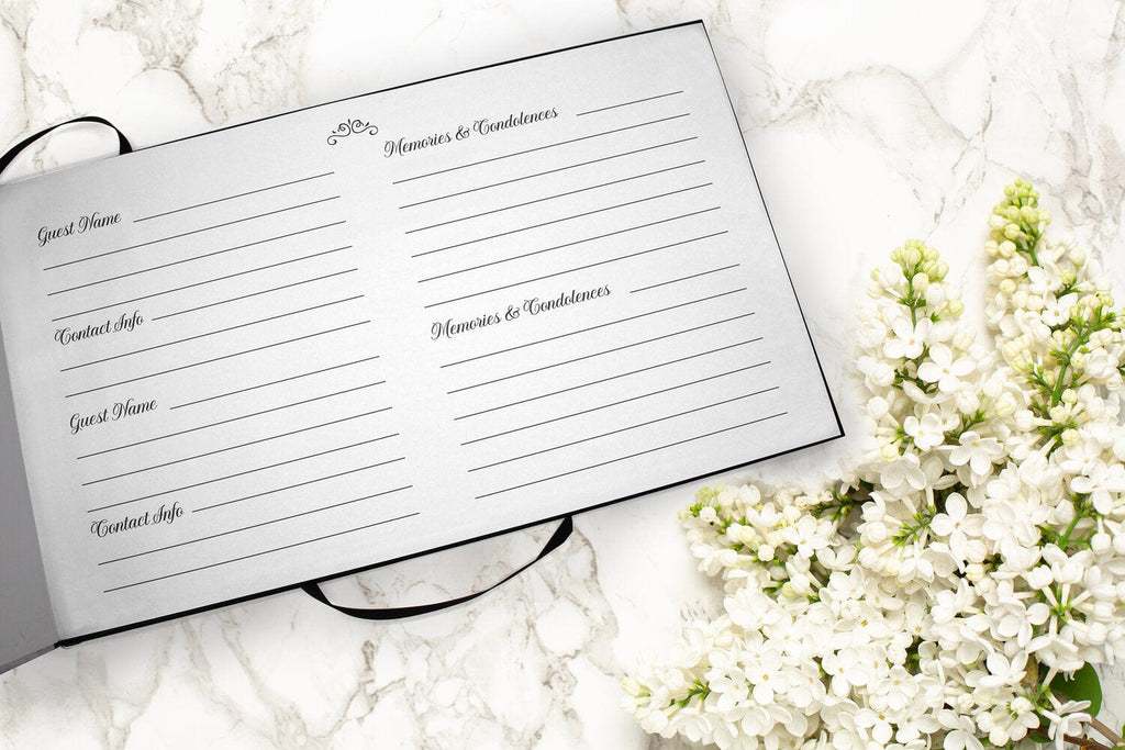 White Textured Guest Book for Funeral or Memorial Service