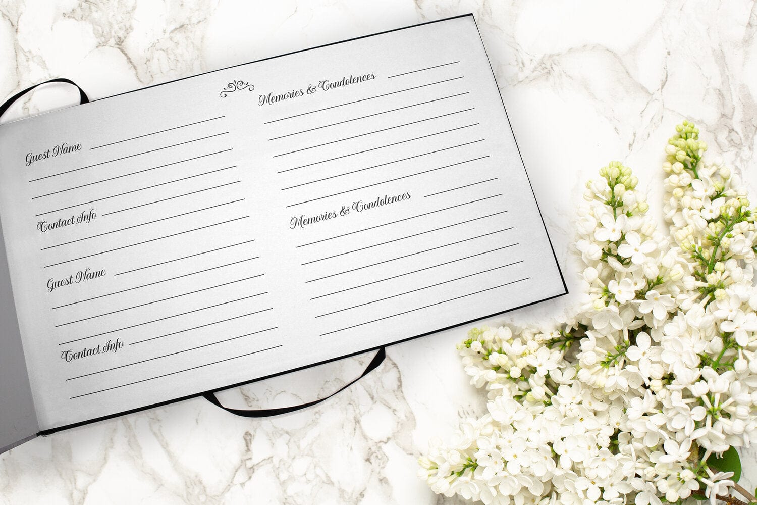 White Textured Guest Book for Funeral or Memorial Service