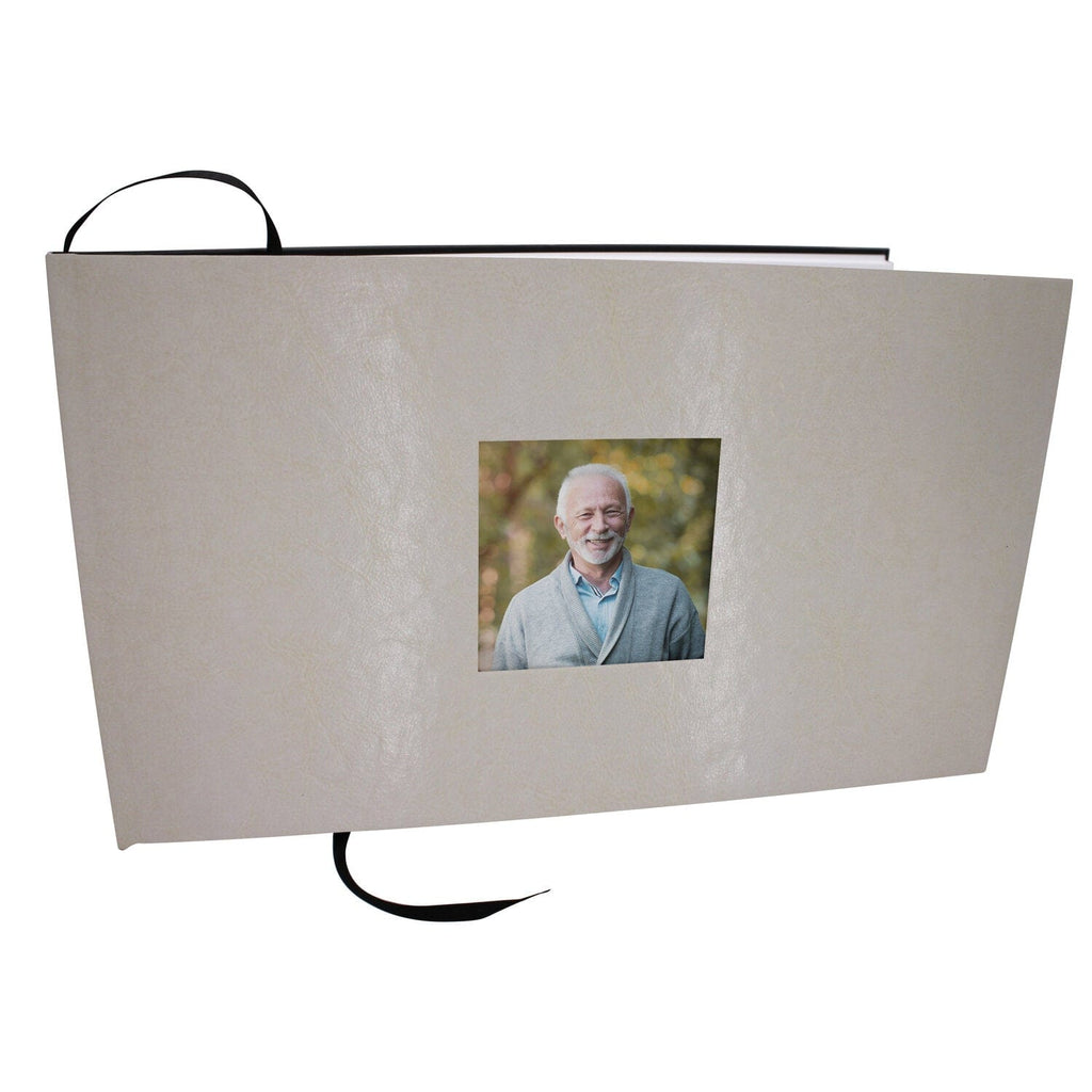 White Textured Guest Book for Funeral or Memorial Service