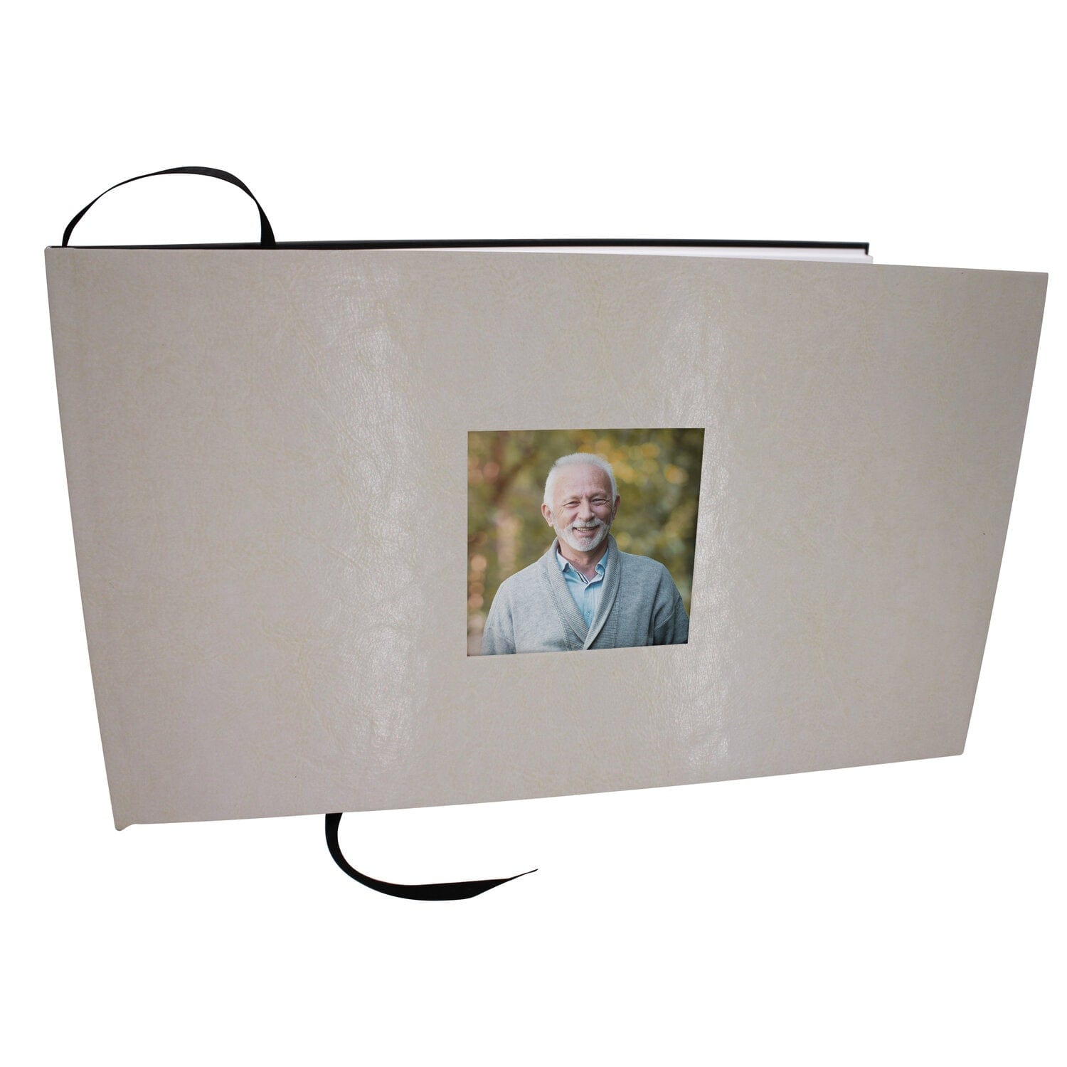 White Textured Guest Book for Funeral or Memorial Service