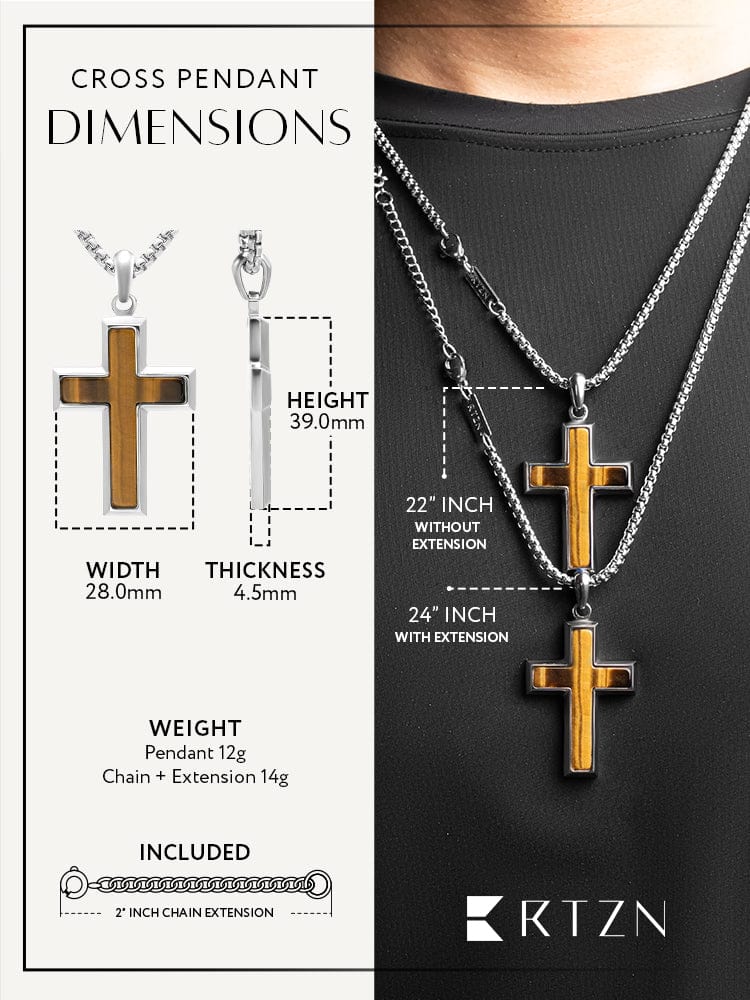 Tiger Eye Cross Pendant Necklace